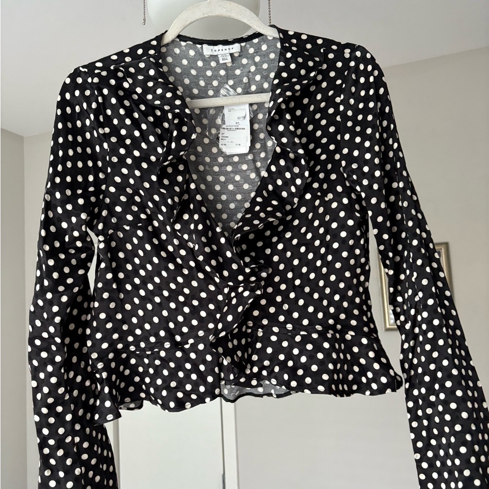 Topshop Black and White Polka Dot Blouse